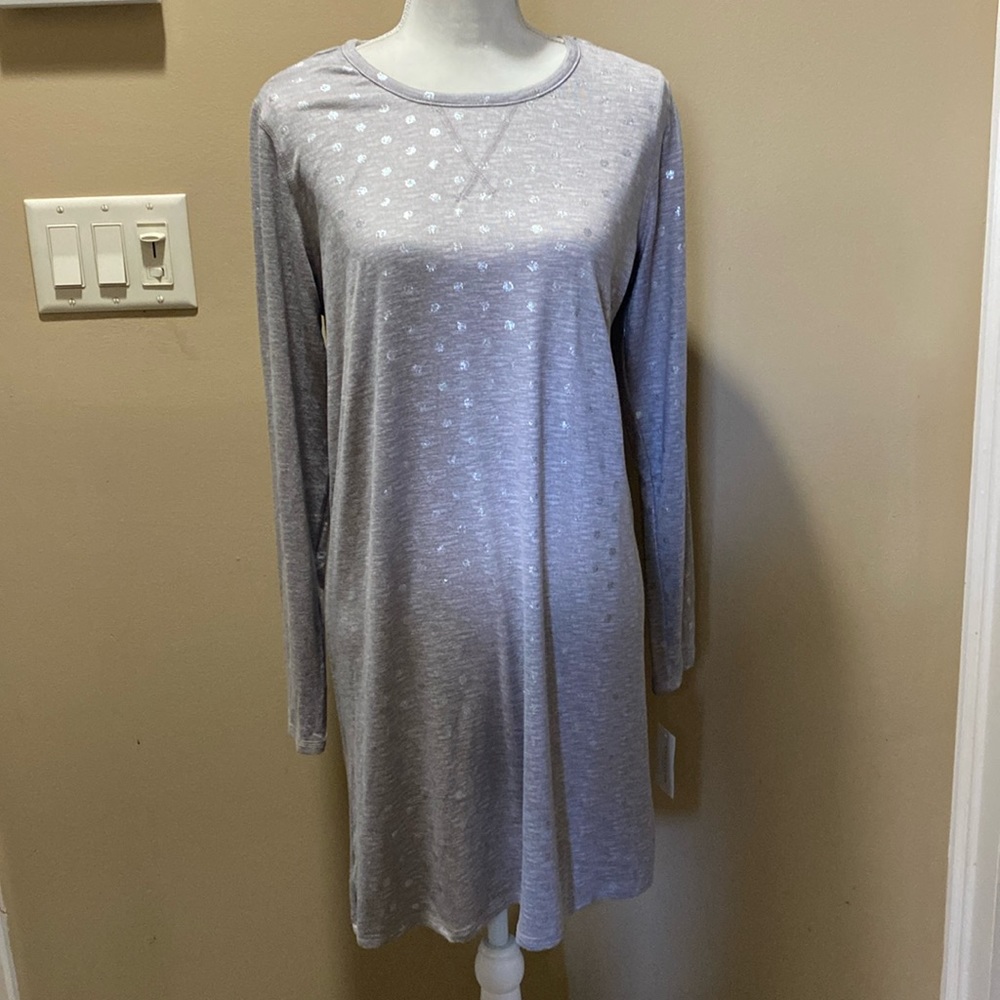 Charter Club intimates gray sleep shirt with Silver dots